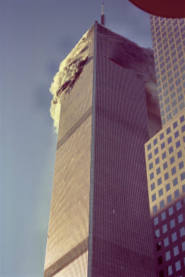 World Trade Center moments after impact of first plane