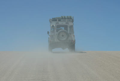 Defender on the way to Sossusvlei