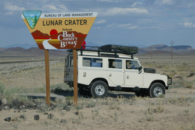 Land Rover at Lunar Crater