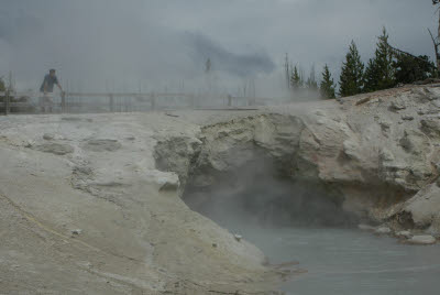 Mark examines steam vent