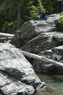 Jodi chills on a rock