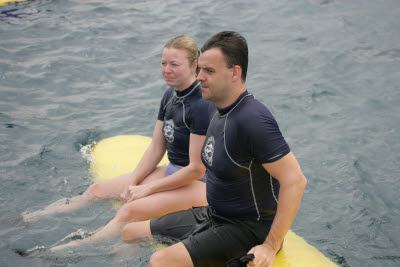 K.C. and Lisa getting ready to surf