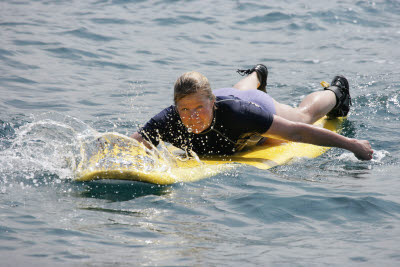 Lisa Paddling on the Surf Board