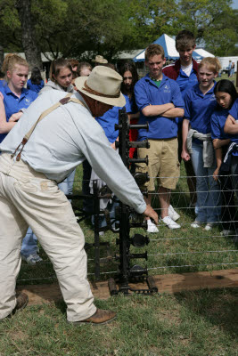 The Kitselman Duplex Woven Wire Fence machine in action