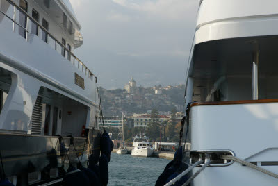 View of Santuario della Madona from Portosole