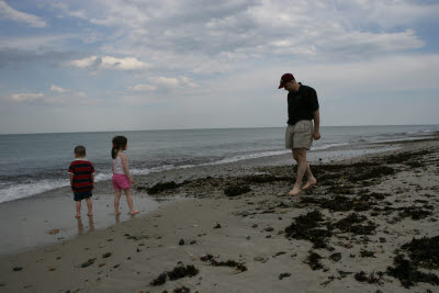 Katie and Cooper on the Beach in Duxbury