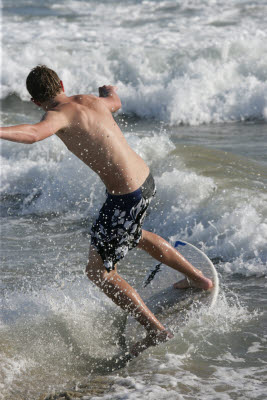 Alex Skimboarding at Huntington Beach