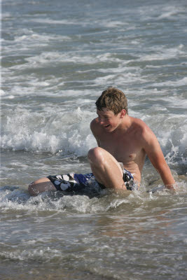 Alex Skimboarding at Huntington Beach