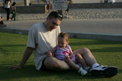 The lawn at Huntington Beach Pier