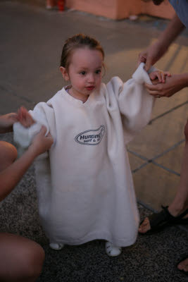 Keeping warm at Huntington Beach