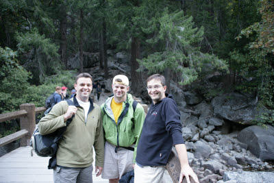 Resting on the Vernal Falls lookout bridge.