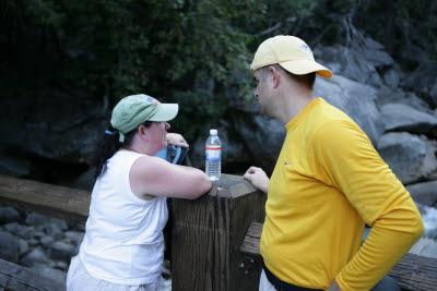 Cheryl and Joe discuss their progress on the hike