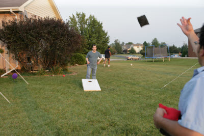 Bean bag toss at Gunnar's birthday party