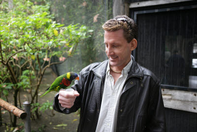 Paul with a Lorikeet at the Wild Animal Park