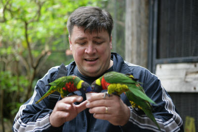 John feeding Lorikeets