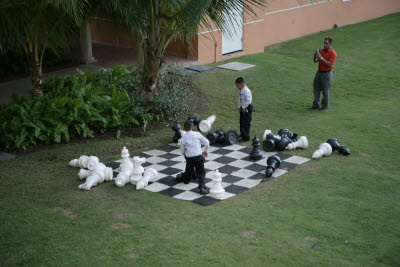 Kids playing Battle Chess at the Rincon Beach Resort