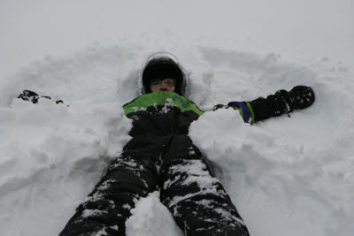 Mark making a Snow Angel