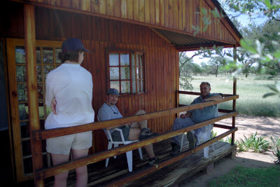 Sitting on the porch of the bungalow