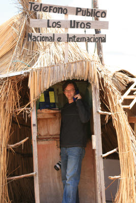 Floating Island Phonebooth, Uros Islands, Lake Titicaca, Peru