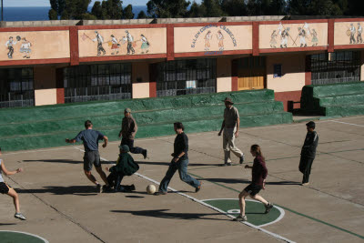 Football on Amantani Island, Lake Titicaca, Peru