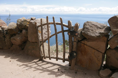 Gate, Tequile Island, Lake Titicaca, Peru