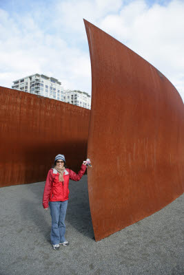 Amynah and Flat Stanley in the Sculpture Park