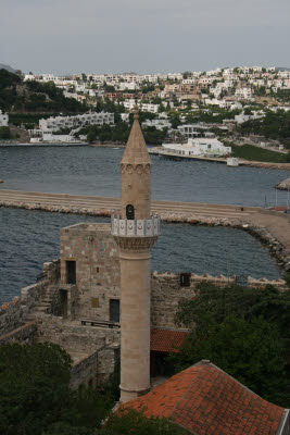 Mosque minaret in the Castle of St. Peter, Bodrum, Turkey