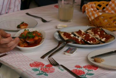 Giant Beans and Grilled Eggplant  in Rhodes, Greece