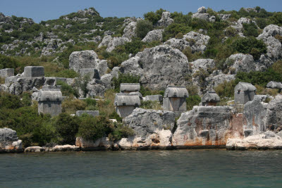 Lycian Tombs on the shore near Kale (Simena), Turkey