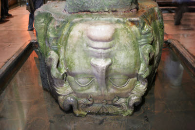 Medusa Head in the Basilica Cistern under Istanbul