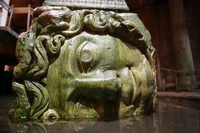 Medusa Head in the Basilica Cistern under Istanbul