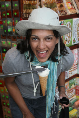 Turkish Ice Cream Vendor putting on a show