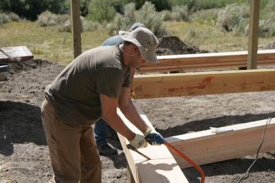 Finishing the cut with hand saw