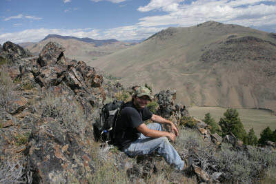 Mark hiking on the peak