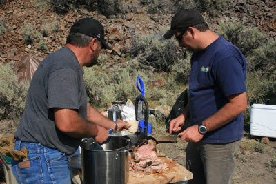 Dave and Nick put together BBQ pork dinner