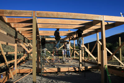 Placing the last ceiling joists