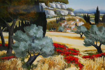Painting of Southern France Countryside