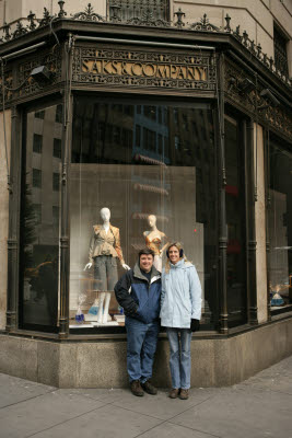 Michele and John outside Saks Fifth Avenue
