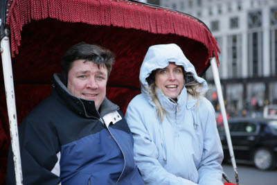 Michele and John on carriage ride in New York's Central Park