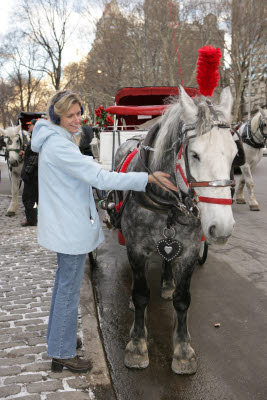 Michele and our one horse power transportation